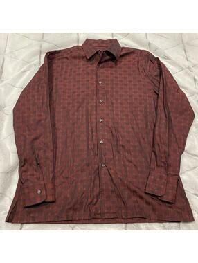 Zanetti Shirt Men Red Maroon Super Fine Cotton Button Up Italy Classic